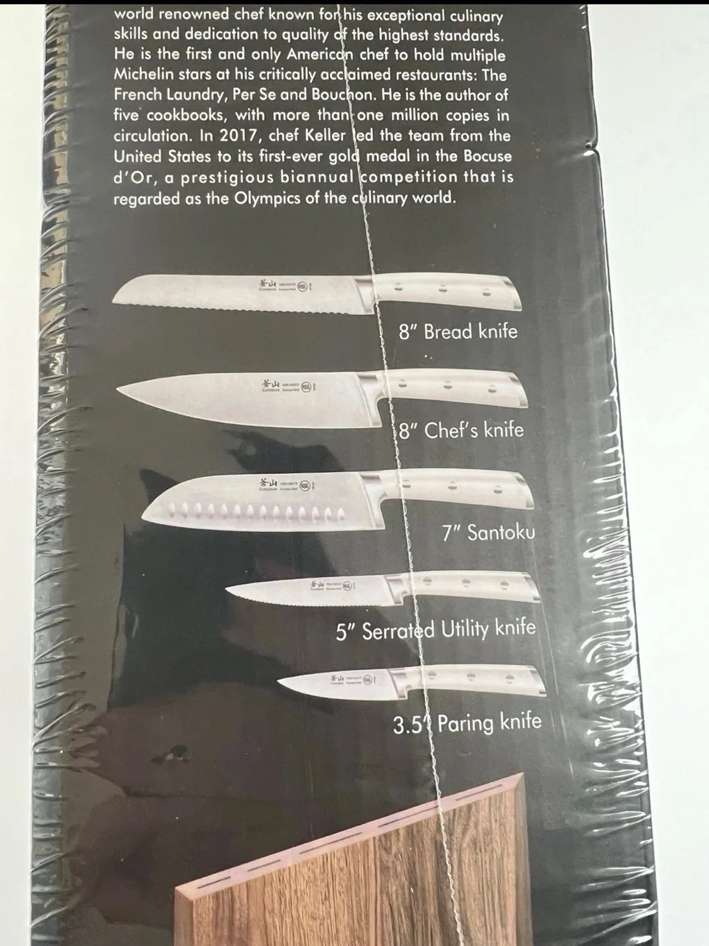 Cangshan S1 Series 6-Piece German Steel Forged Knife 5 Set White & Walnut Block